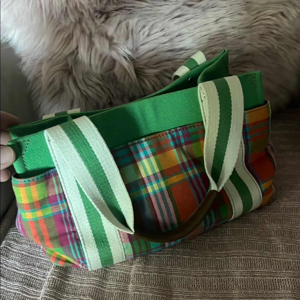 Tommy Hilfiger Green and Orange Tote Bag Satchel - Picture 3 of 6